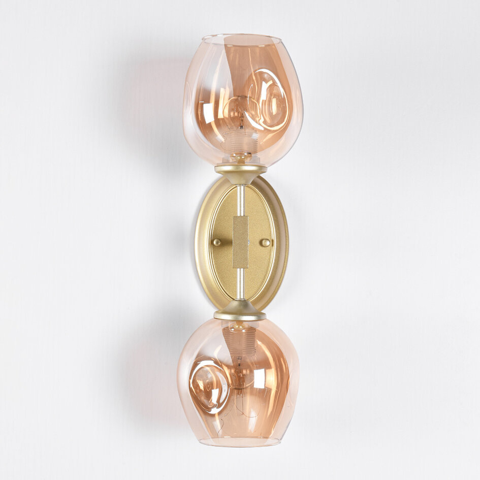 Wandlamp goud met amber glas - Larissa