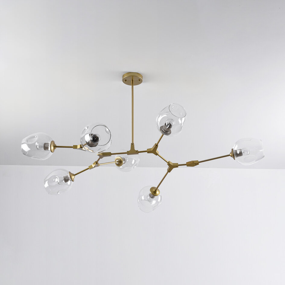 Design hanglamp  7-lichts goud met transparant glas - Melodie