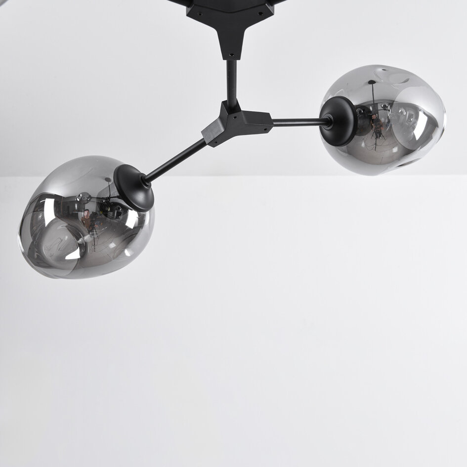 Design hanglamp  5-lichts zwart met rookglas - Thalia