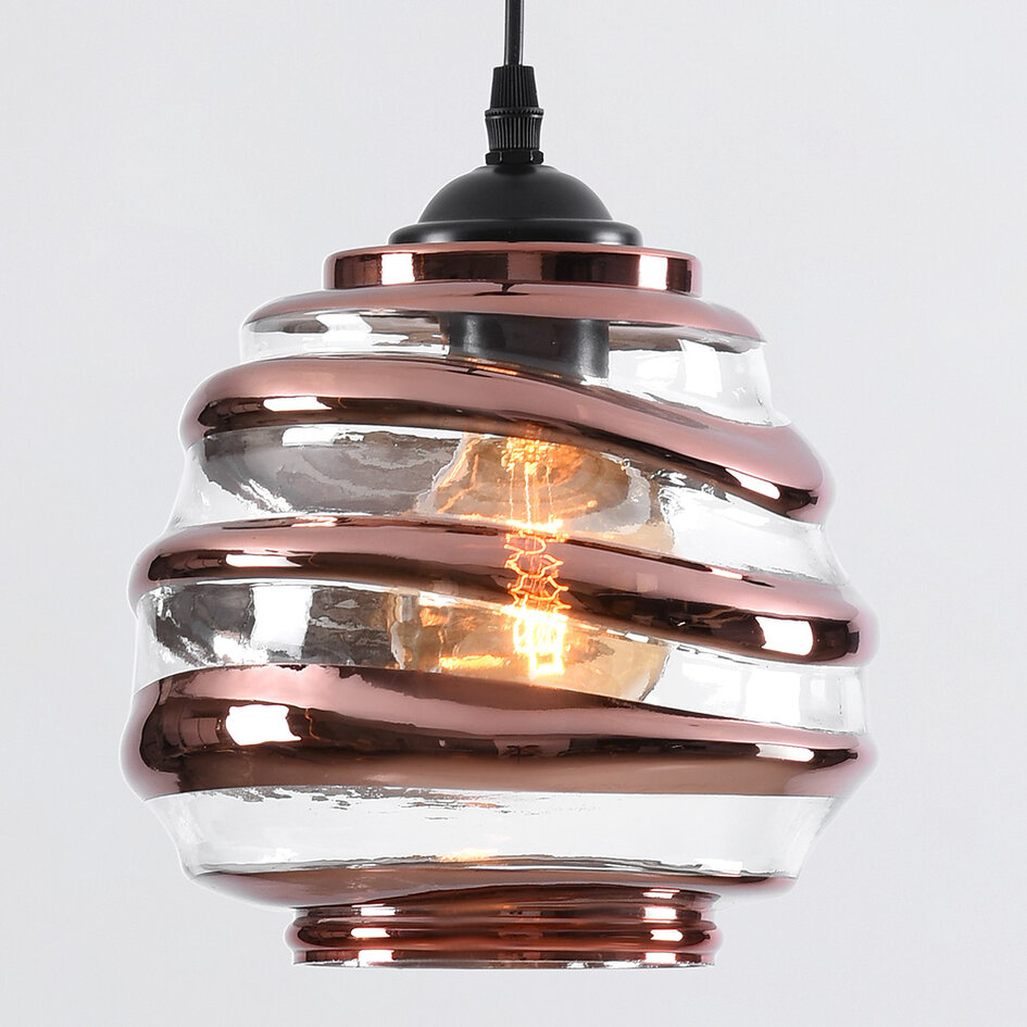 Hanglamp met golvend glas en bronzen details - Mace