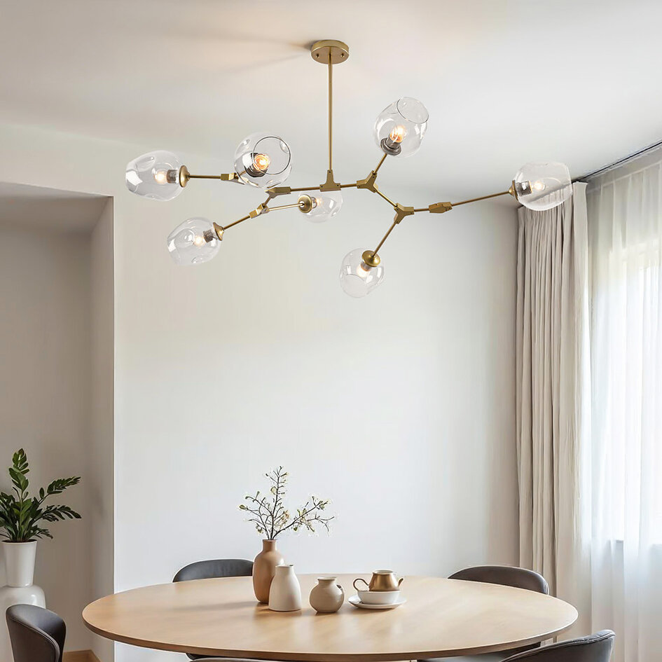 Design hanglamp  7-lichts goud met transparant glas - Melodie