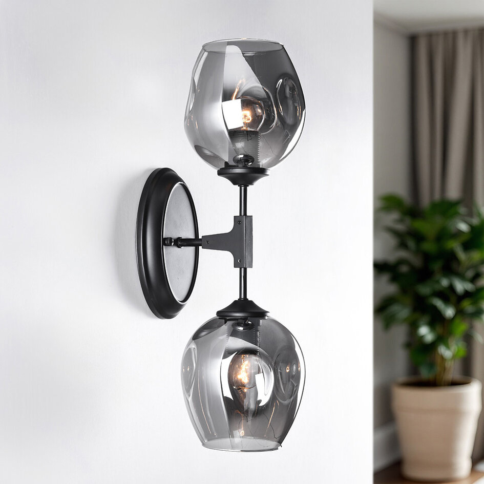 2-lichts wandlamp in het zwart - Leandra