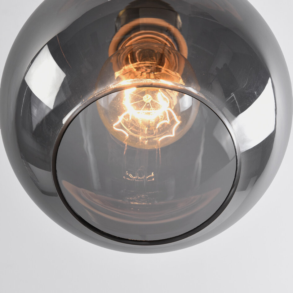 1-lichts hanglamp Verona - smoke - rond egaal glas