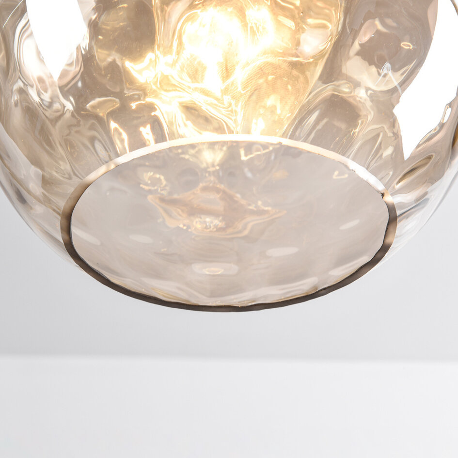 1-lichts hanglamp Lotte - cognac glas + bolling
