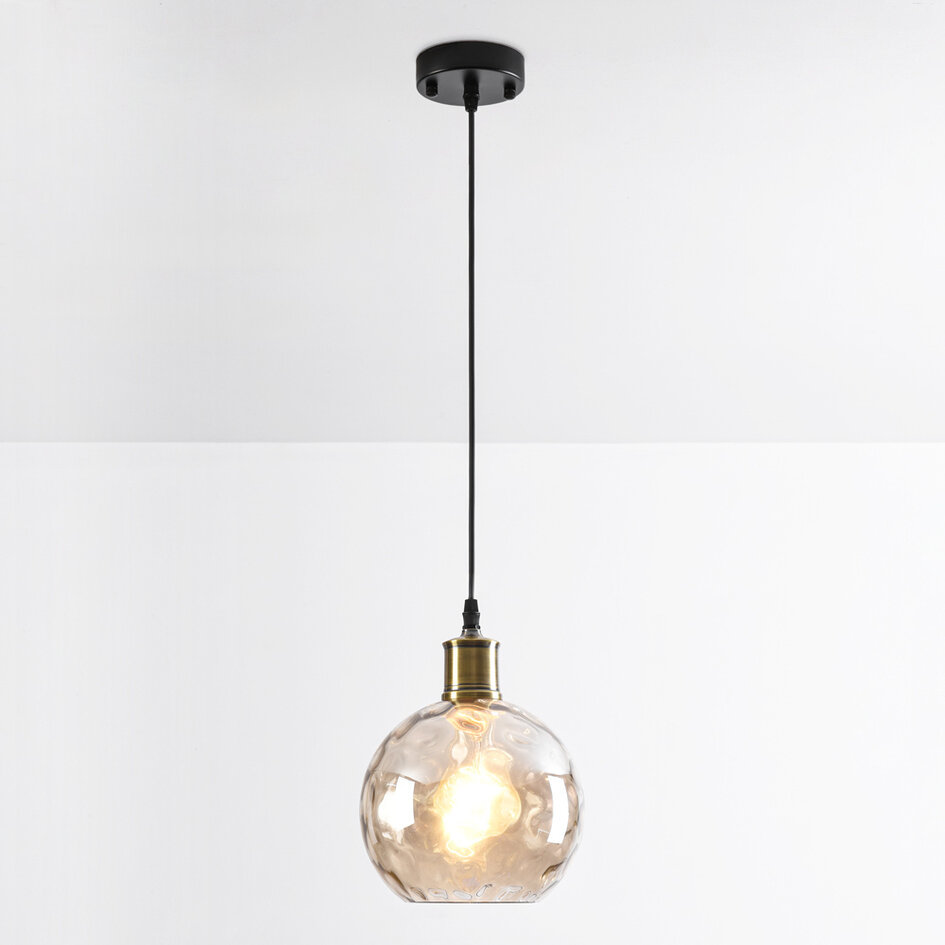1-lichts hanglamp Lotte - cognac glas + bolling