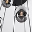 7-lichts hanglamp zwart met smoke grijs glas - Hollister