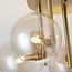 Moderne plafondlamp Amora messing met cognac glas, 5-lichts
