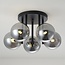 Eigentijdse plafondlamp Amora zwart met smoke glas, 5-lichts