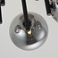 Eigentijdse plafondlamp Amora zwart met smoke glas, 5-lichts