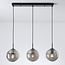 Moderne hanglamp zwart met 3D golvend smoke glas, 3-lichts - Carice