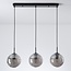 Moderne hanglamp zwart met 3D golvend smoke glas, 3-lichts - Carice
