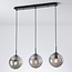 Moderne hanglamp zwart met 3D golvend smoke glas, 3-lichts - Carice
