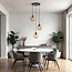 Design hanglamp zwart met 3D golvend amber glas, 3-lichts - Eflin