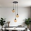 Design hanglamp zwart met 3D golvend amber glas, 3-lichts - Eflin