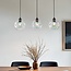 Moderne hanglamp Fayen zwart met parelmoer glas, 3-lichts