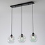 Moderne hanglamp Fayen zwart met parelmoer glas, 3-lichts
