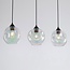 Moderne hanglamp Fayen zwart met parelmoer glas, 3-lichts