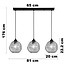 3-lichts hanglamp Fayen zwart met golvend smoke glas