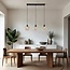 3-lichts moderne hanglamp Fayen zwart met organische vorm cognac glas