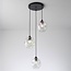 Design hanglamp Fajah zwart met organische vorm parelmoer glas, 3-lichts