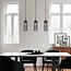 Retro hanglamp zwart met geribbeld rookglas, 3-lichts - Giove