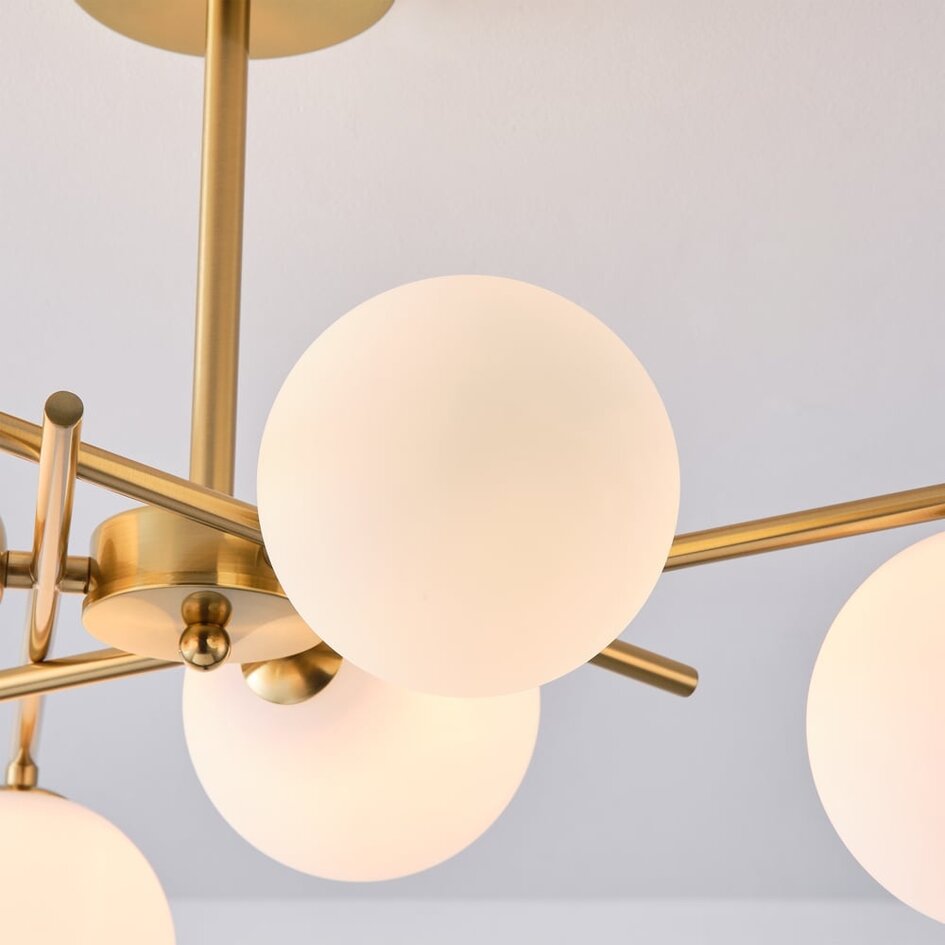 Plafondlamp Venezia goud met melkglas, 6-lichts