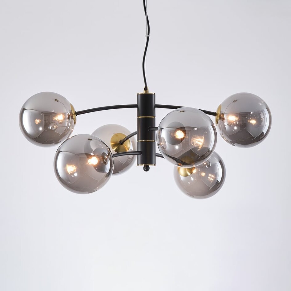 Hanglamp Murano met smoke glas, 6-lichts