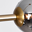 Hanglamp Asun met gouden frame en smoke glazen bollen met spiegeleffect