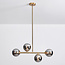 Hanglamp Asun met gouden frame en smoke glazen bollen met spiegeleffect