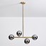 Hanglamp Asun met gouden frame en smoke glazen bollen met spiegeleffect