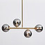Hanglamp Asun met gouden frame en smoke glazen bollen met spiegeleffect
