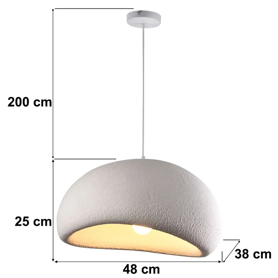 Wabi Sabi hanglamp Urban Stone met wit steenmotief - 48 x 38 cm