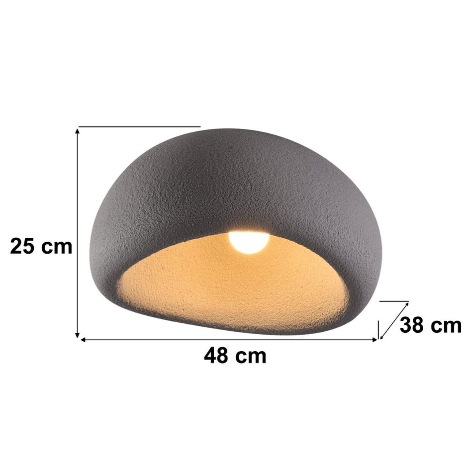 Wabi Sabi plafondlamp Stone Craft met steeneffect 48 x 38 cm - grijs