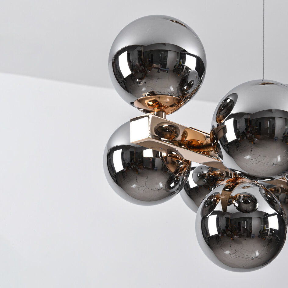 Luxe hanglamp  16-lichts smoke glas met spiegeleffect  - Sunita