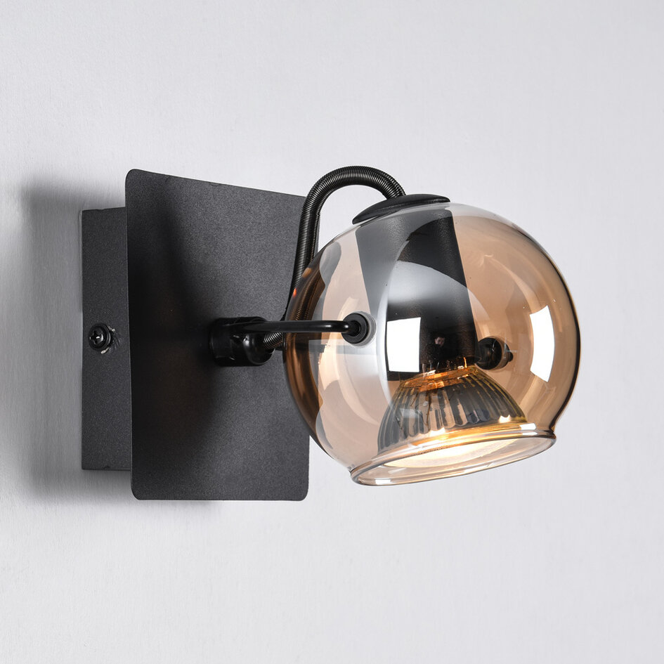 Draaibare inbouw wandspot met amber glas - Jace