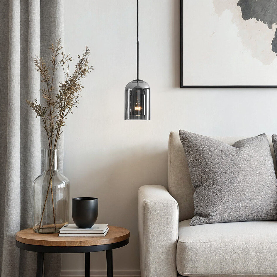 Hanglamp Topel stolpvorm - rookglas