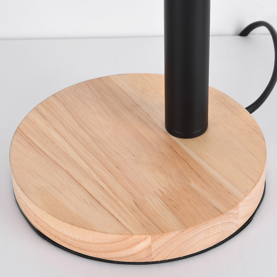Moderne tafellamp zwart met hout - Spy