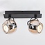Moderne plafondlamp met amber glas en 2 spots, zwart - Jari