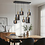Moderne hanglamp zwart met goud en rookglas, 6-lichts - Sei