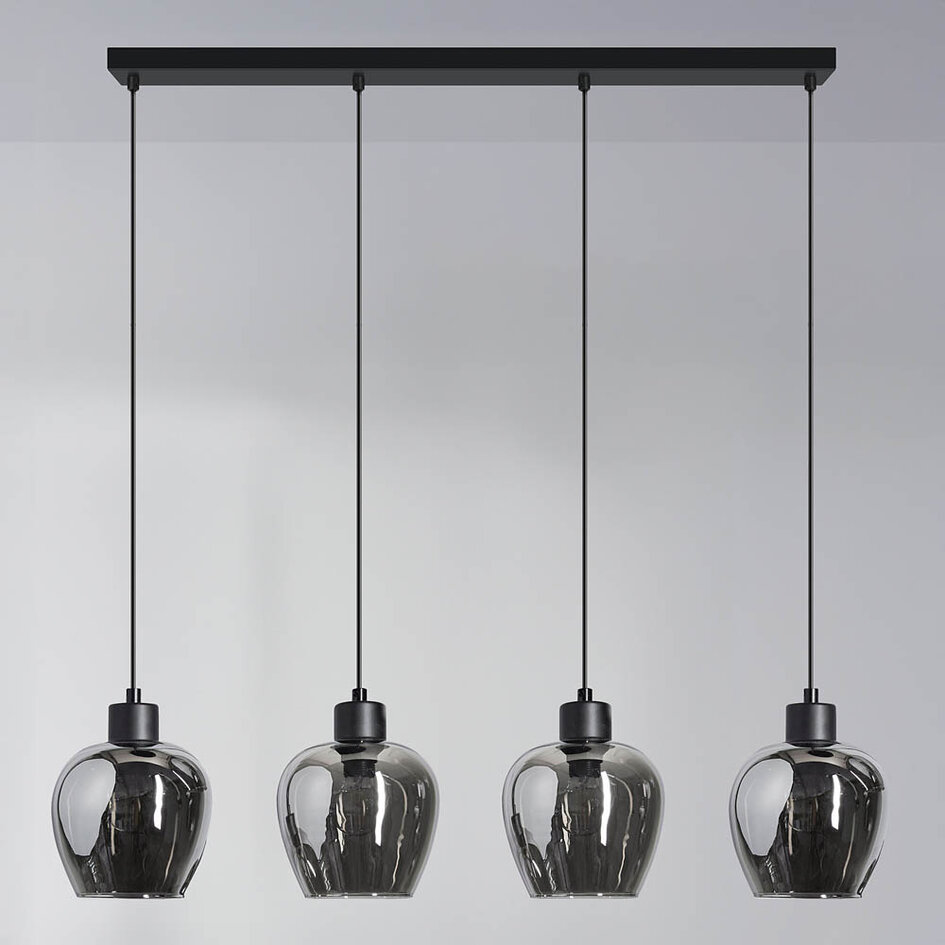 4-lichts hanglamp met smoke glas - Sanford