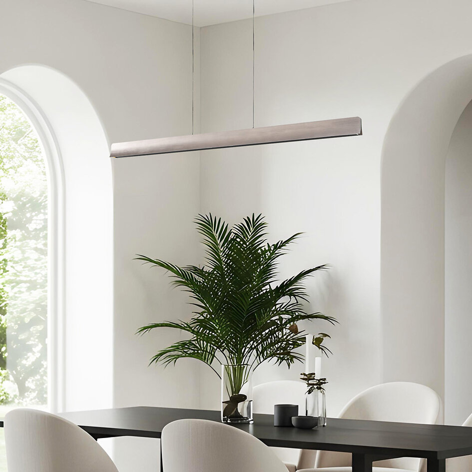 Moderne verstelbare hanglamp Miyo met dimbare LEDs, geborsteld grijs - max. 40W