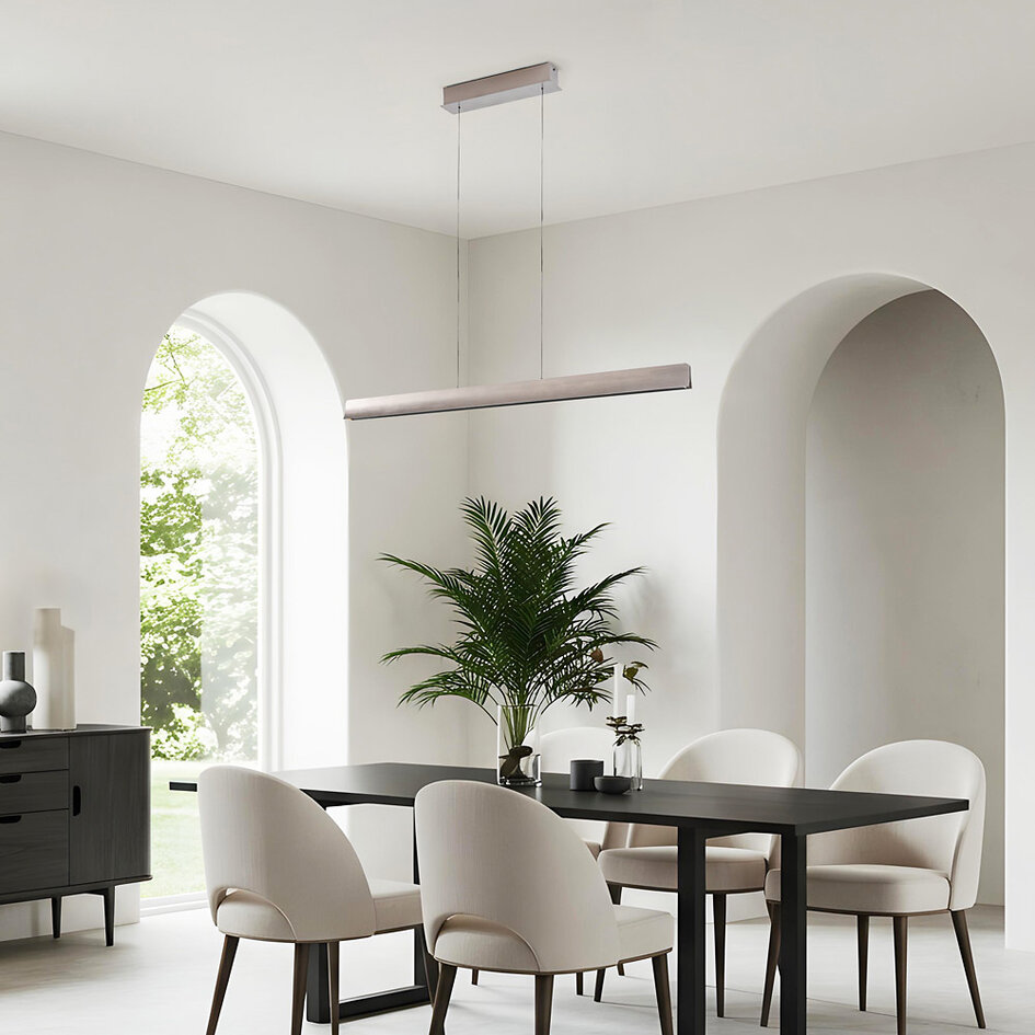 Moderne verstelbare hanglamp Miyo met dimbare LEDs, geborsteld grijs - max. 40W