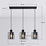 Zwarte hanglamp Palaio met smoke glas, 3-lichts