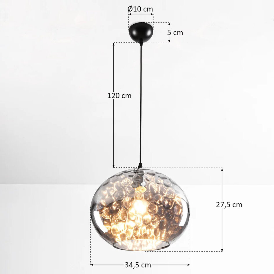 Design hanglamp met ovaal smoke glas – Palermo