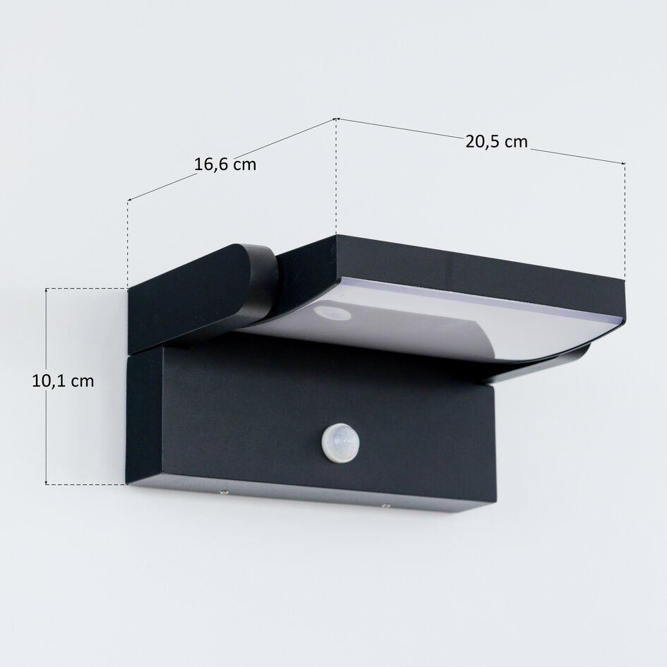 Verstelbare wandlamp Berlin met sensor - zwart