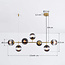 Design hanglamp Hepta goud met smoke glazen bollen