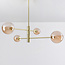 Gouden plafondlamp Stiri 4-lichts met amber glas