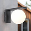 Buitenwandlamp antraciet met melkwitte polycarbonaat kap - Luna