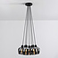 7-lichts zwarte hanglamp met rookglas - Ventura