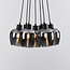 7-lichts zwarte hanglamp met rookglas - Ventura